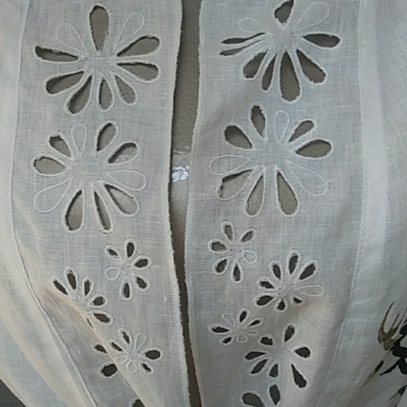 Pure DKNY 3/4 sleeve linen drawstring top, size 2 - Picture 2 of 7